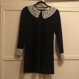 Wednesday Addams style black and white lace dress
